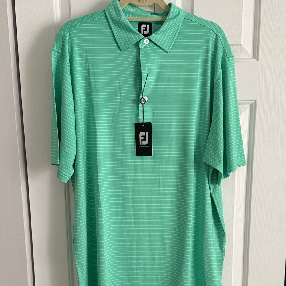 LAST CHANCE 🚨NWT FootJoy Mint Green Striped Polo Shirt